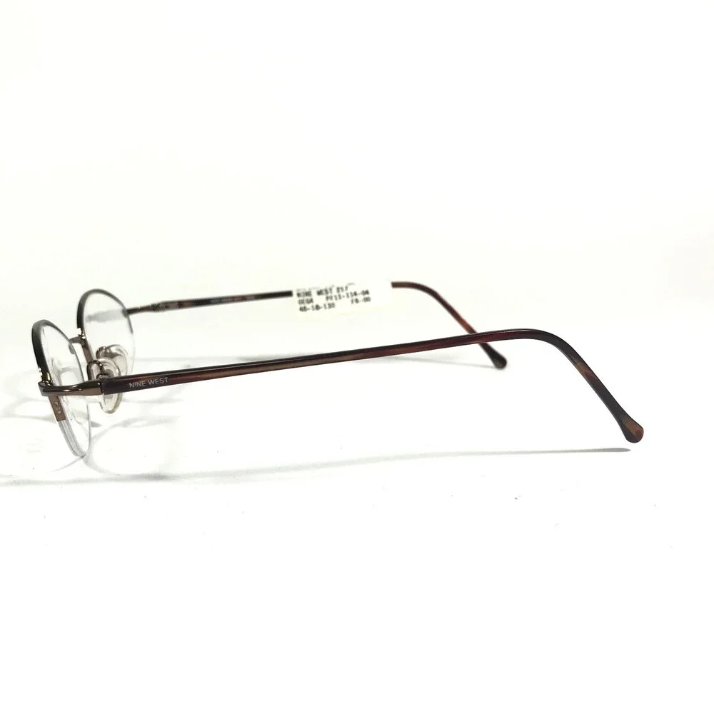 Nine West Petite Eyeglasses Frames 217 EG4 Brown Round Half Rim 46-18-130